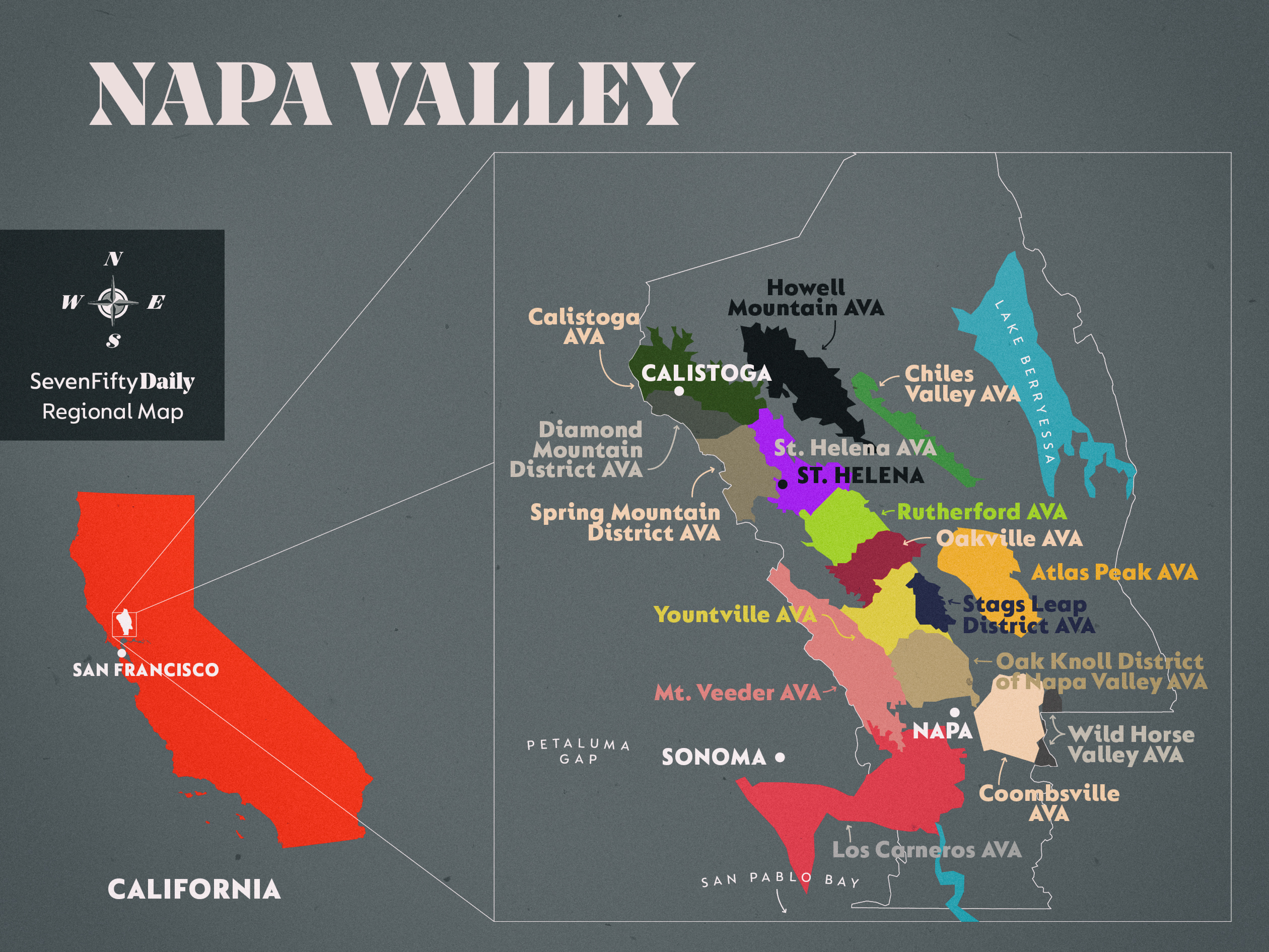 Napa Valley | Sevenfifty Daily - California Wine Ava Map