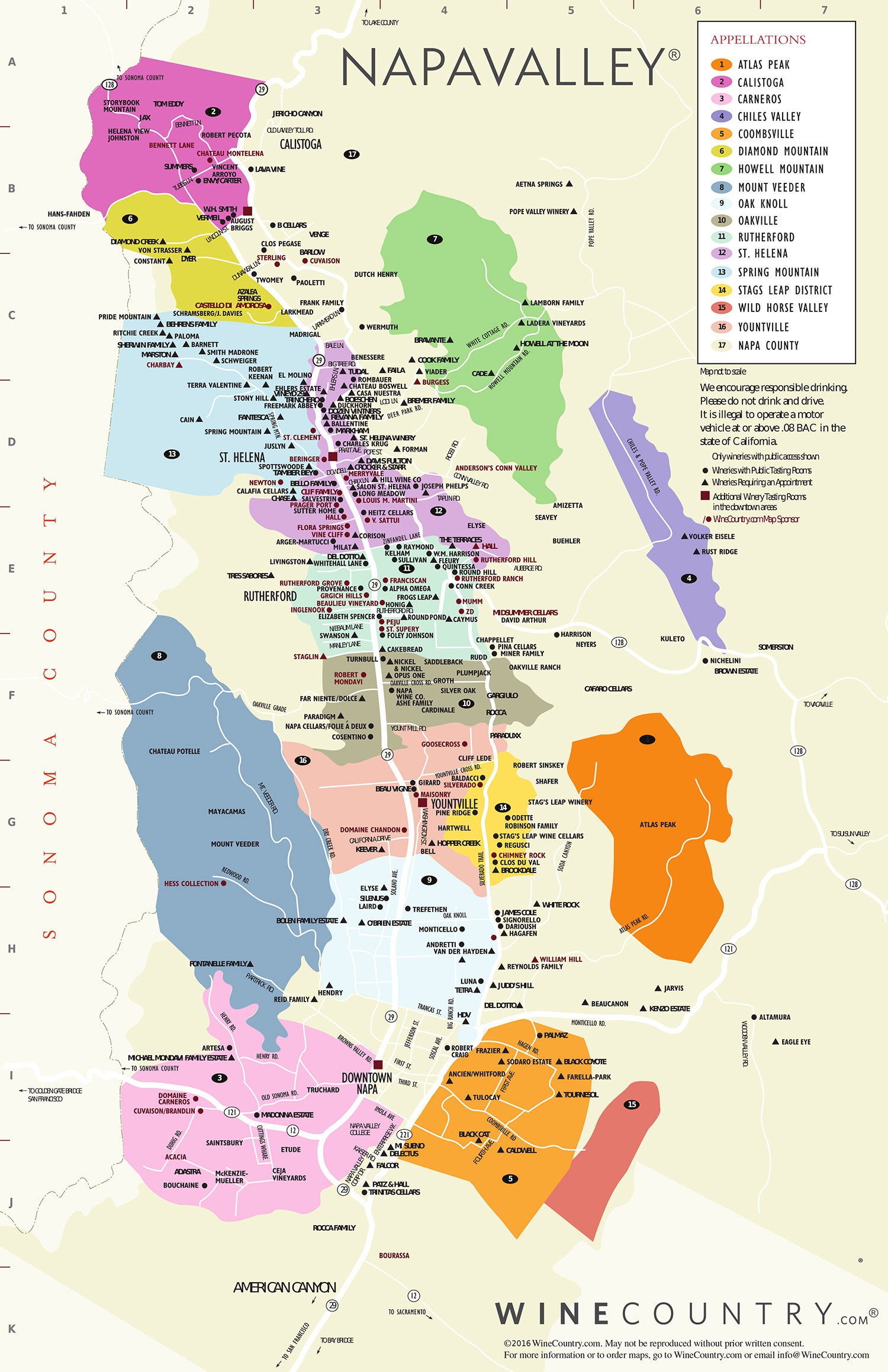 Napa Valley Winery Map A Map California Vineyards In California Map - California Vineyards Map