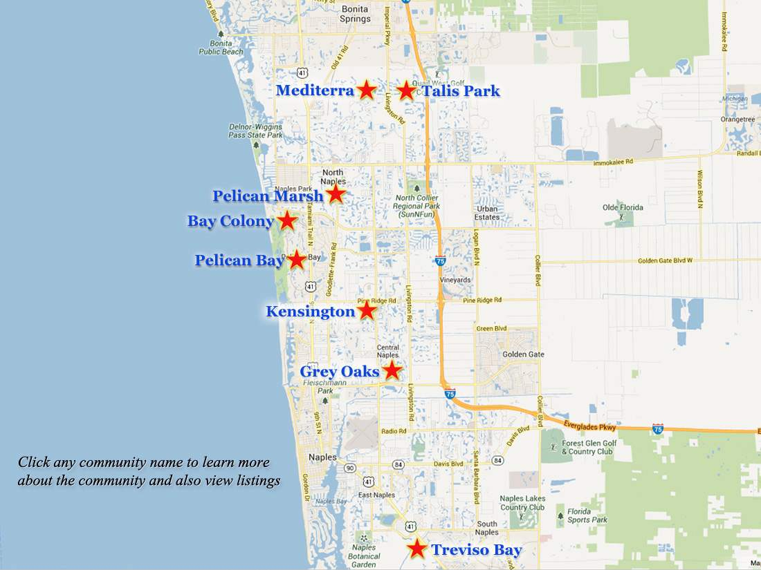 Naples-Golf-Communities-Map - Naples Florida Beaches Map