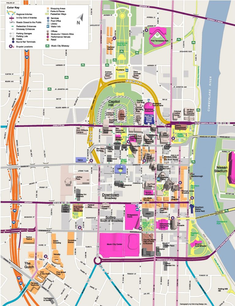 Nashville Tourist Attractions Map Printable Map Of Nashville 768x998 