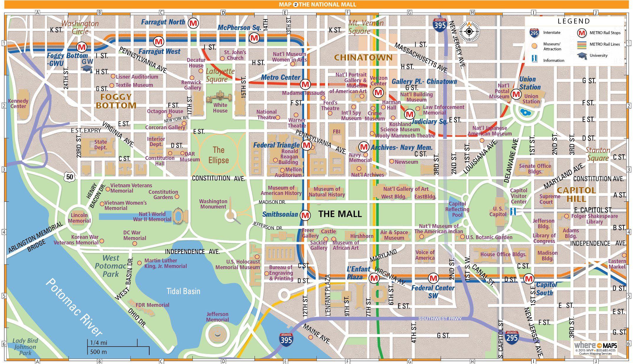National Mall Map In Washington, D.c. | Wheretraveler - National Mall Map Printable
