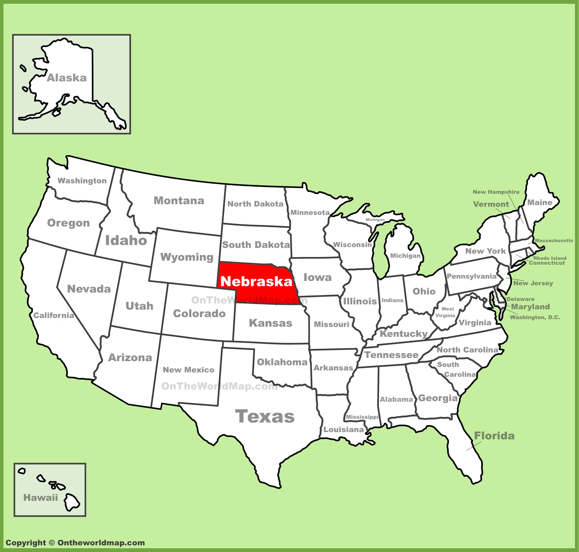 Nebraska Location On The U.s. Map - California Map With States