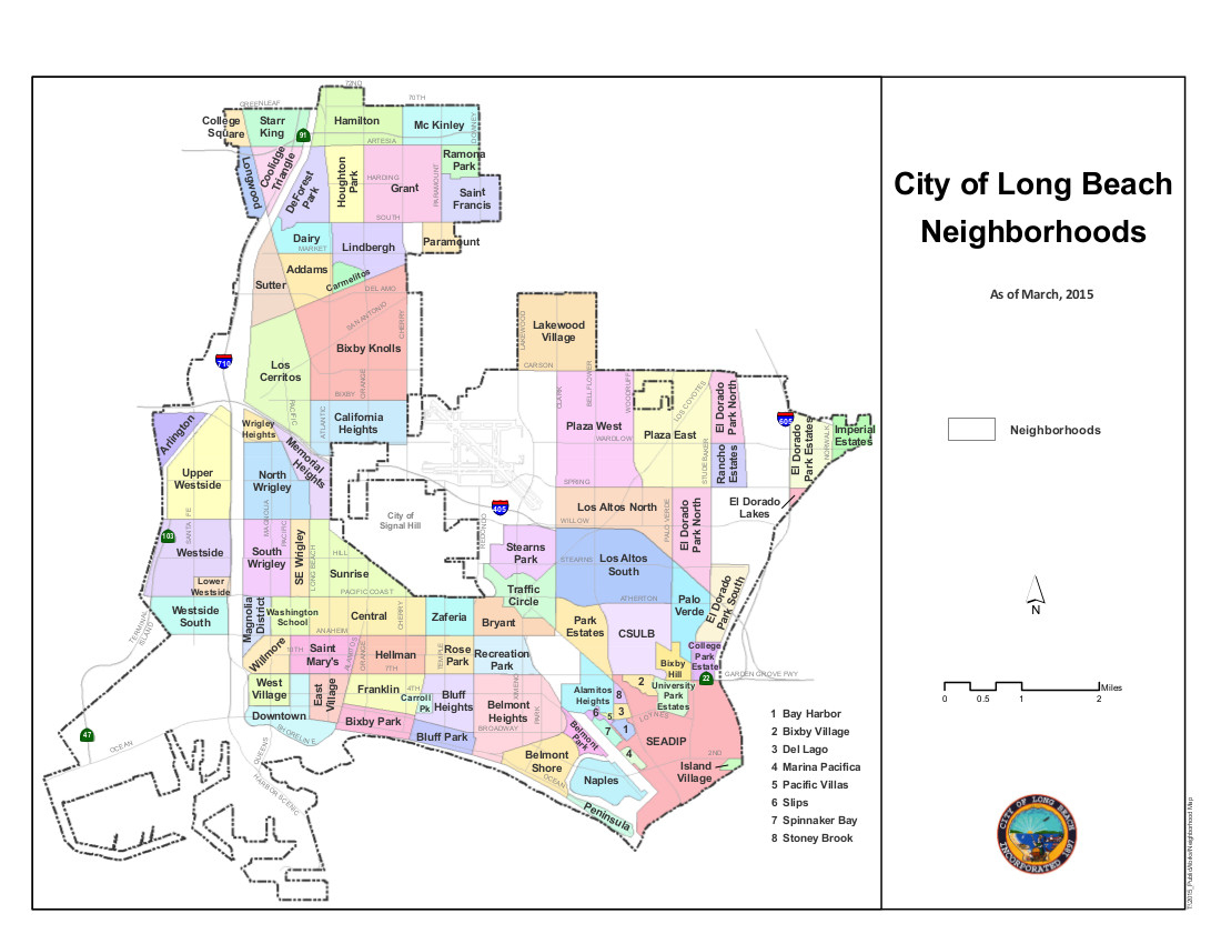Neighborhoods Of Long Beach, California - Wikipedia - Long Beach California Map