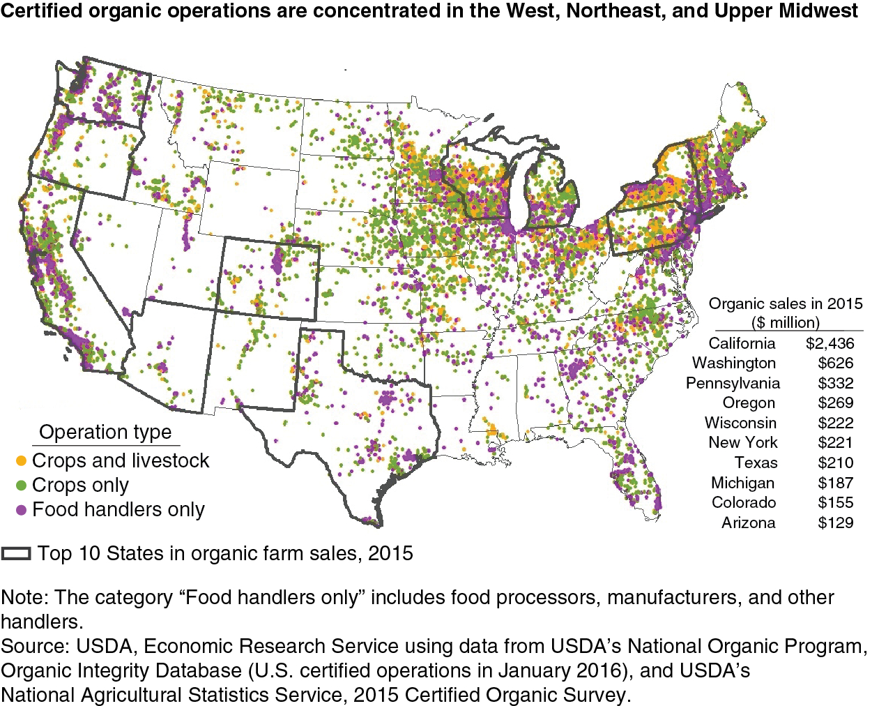 New Map Identifies Organic Farming Hotspots - Cornucopia Institute - California Almond Farms Map