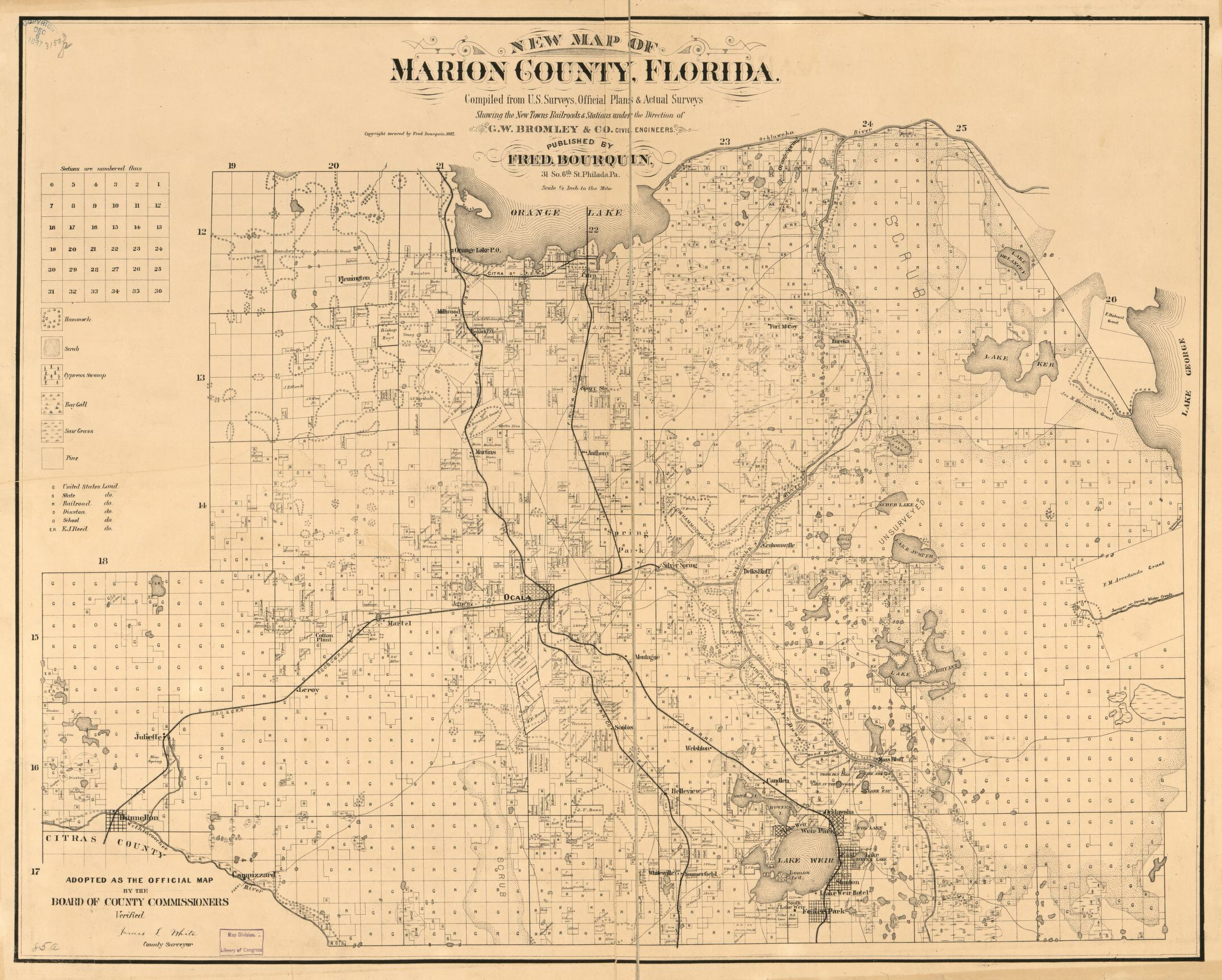 New Map Of Marion County, Florida | Library Of Congress - Marion County Florida Plat Maps