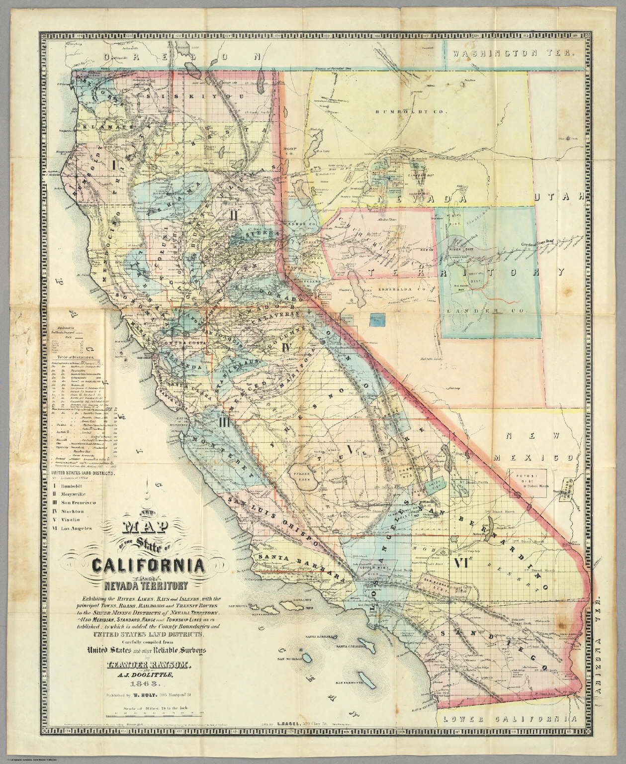 New Map Of The State Of California And Nevada Territory. / Ransom - California Territory Map