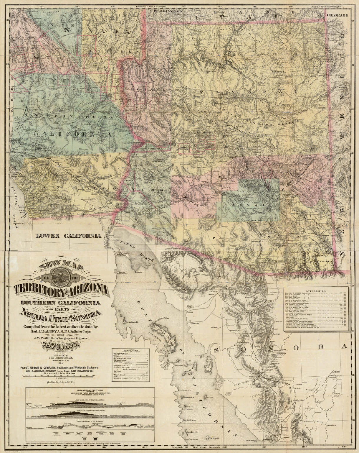 New Map Of The Territory Of Arizona, Southern California And Parts - California Territory Map