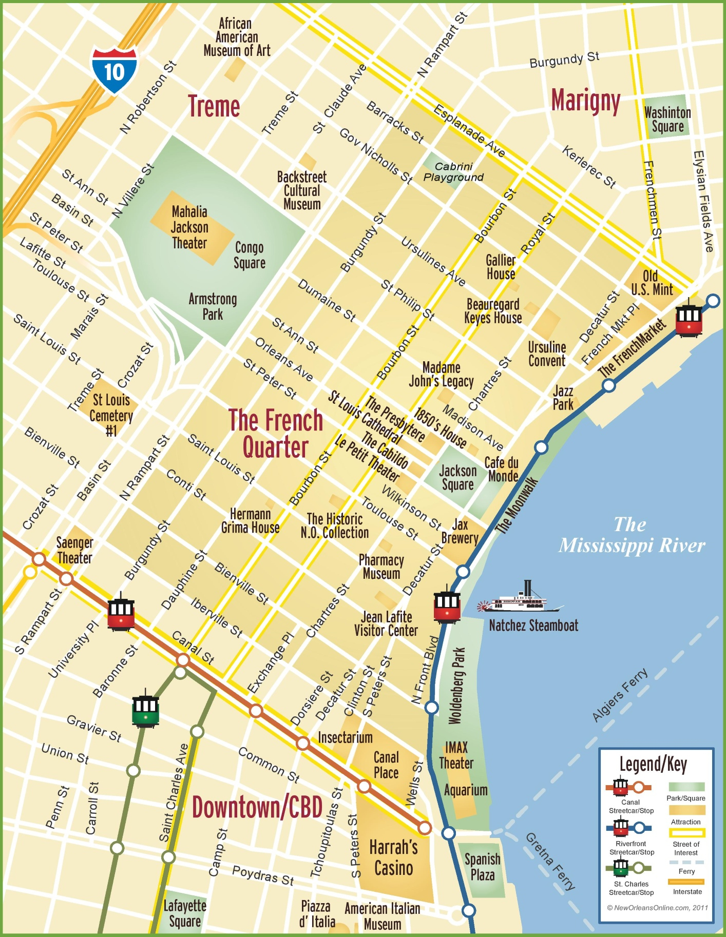 New Orleans French Quarter Map - New Orleans Street Map Printable