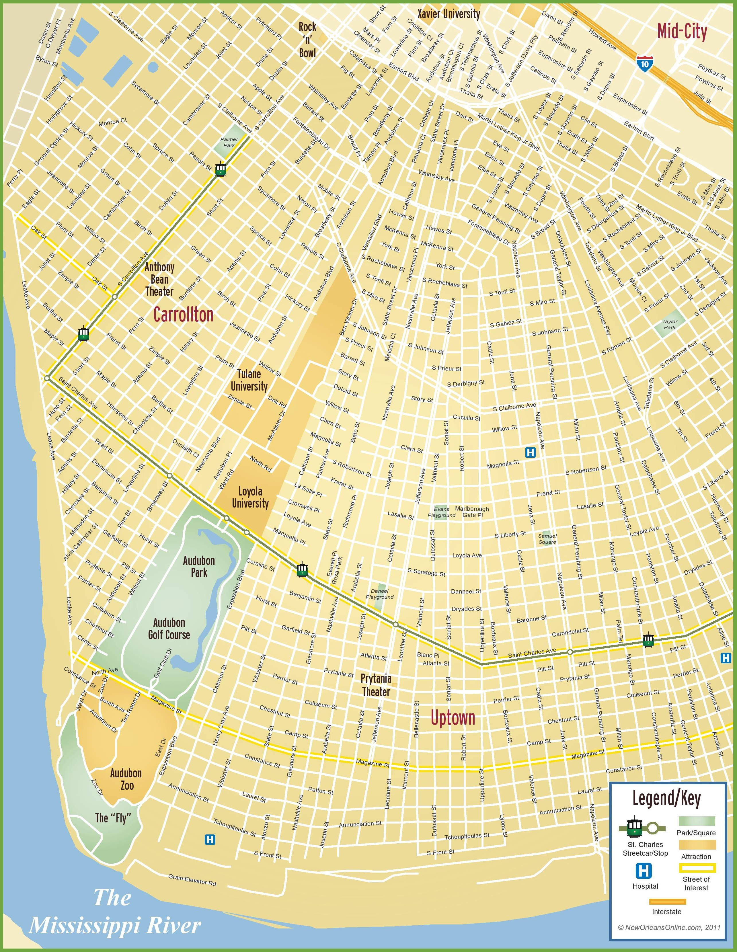 New Orleans Uptown Map - Printable Map Of New Orleans