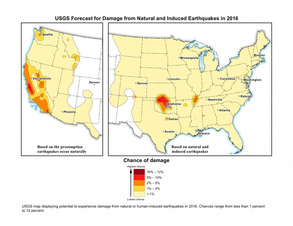 New Usgs Map Shows Man-Made Earthquakes Are On The Rise | Smart News - Usgs Earthquake Map Texas