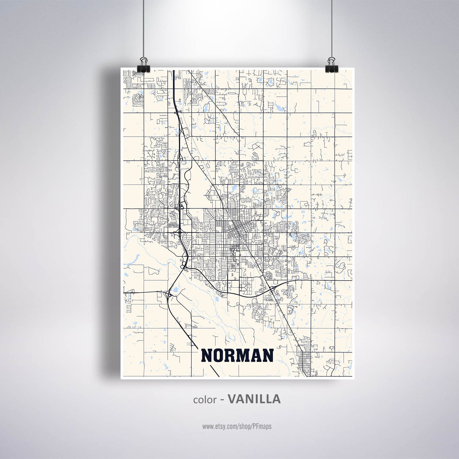 Norman Map Print Norman Ville Carte Oklahoma Ok Usa Carte | Etsy - Printable Map Of Norman Ok