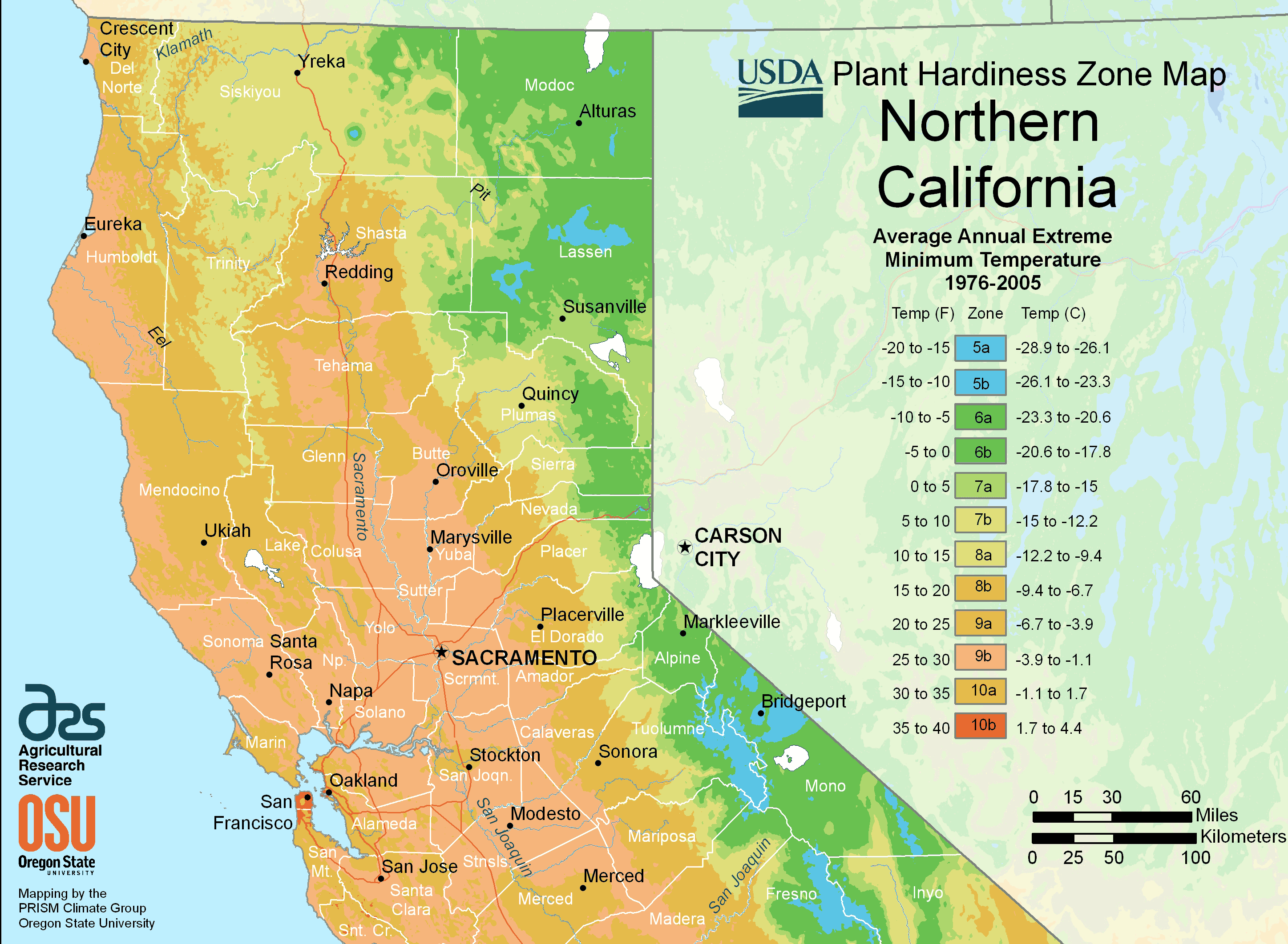 North California Plant Hardiness Zone Map • Mapsof - California Hardiness Zone Map