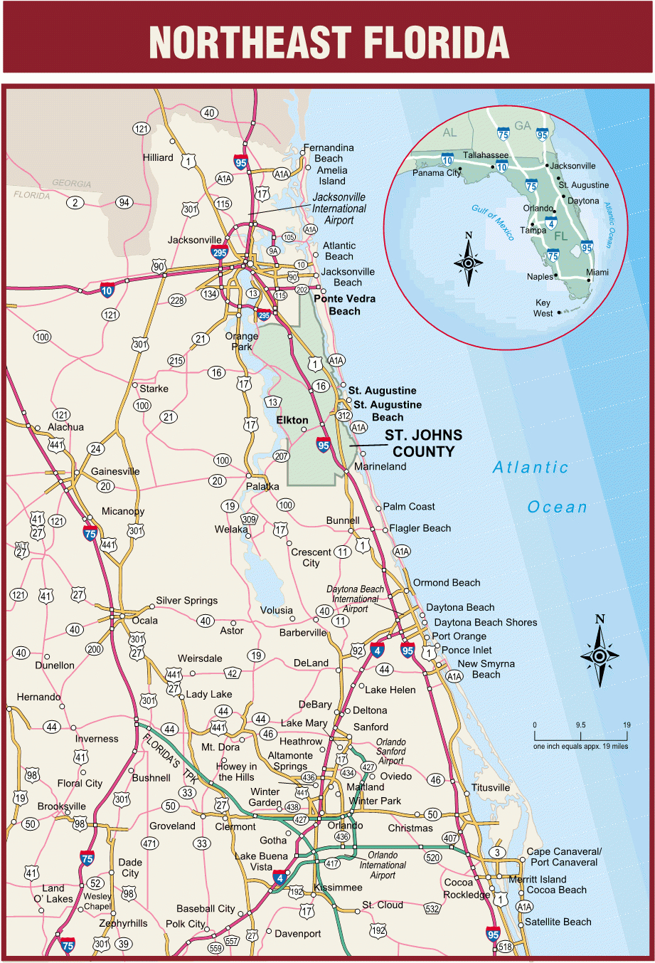 Northeast Florida Road Map - Bunnell Florida • Mappery - Bunnell Florida Map