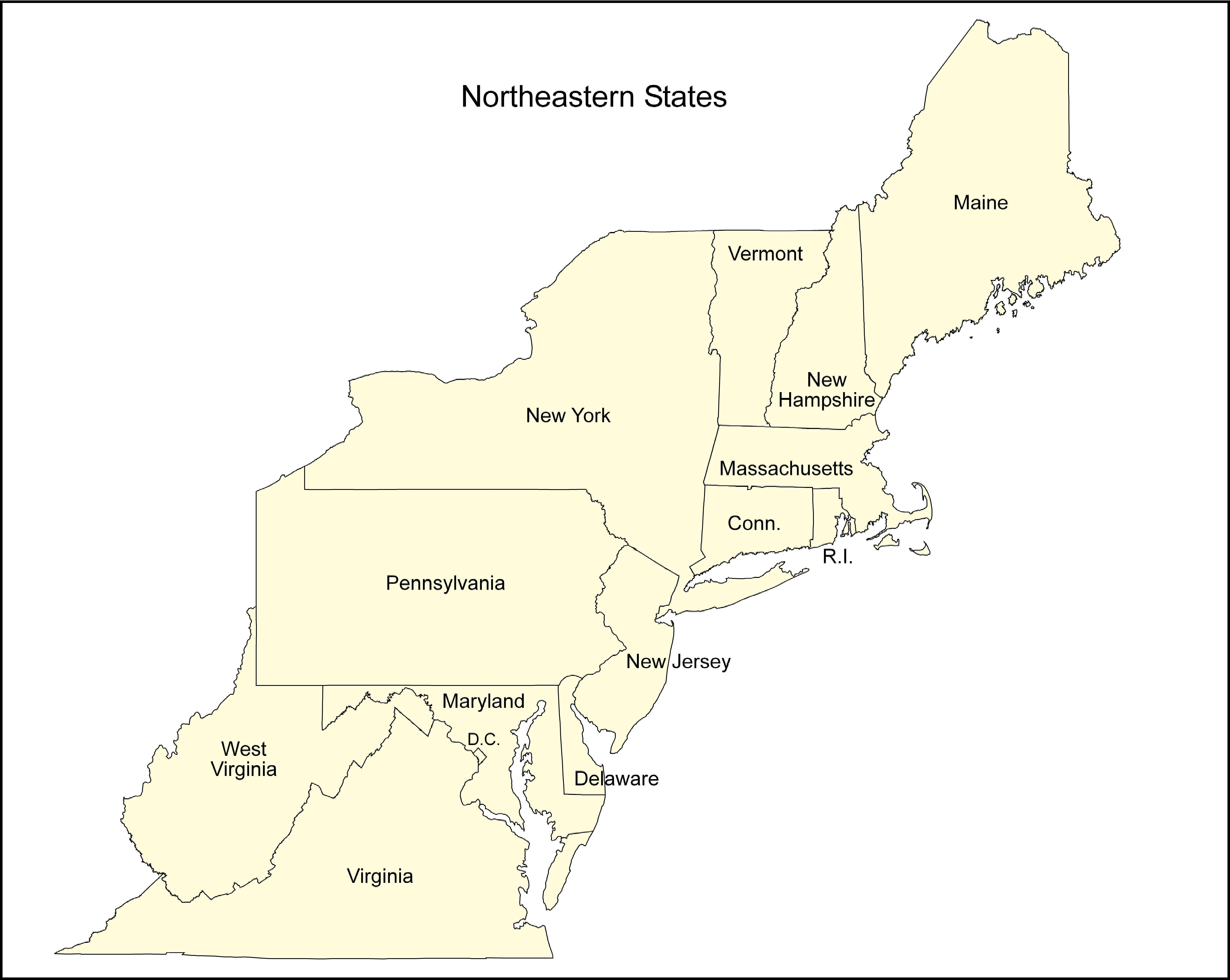 Northeast Us Blank Map New Printable Map Northeast Region Us - Printable Map Of Northeast Us
