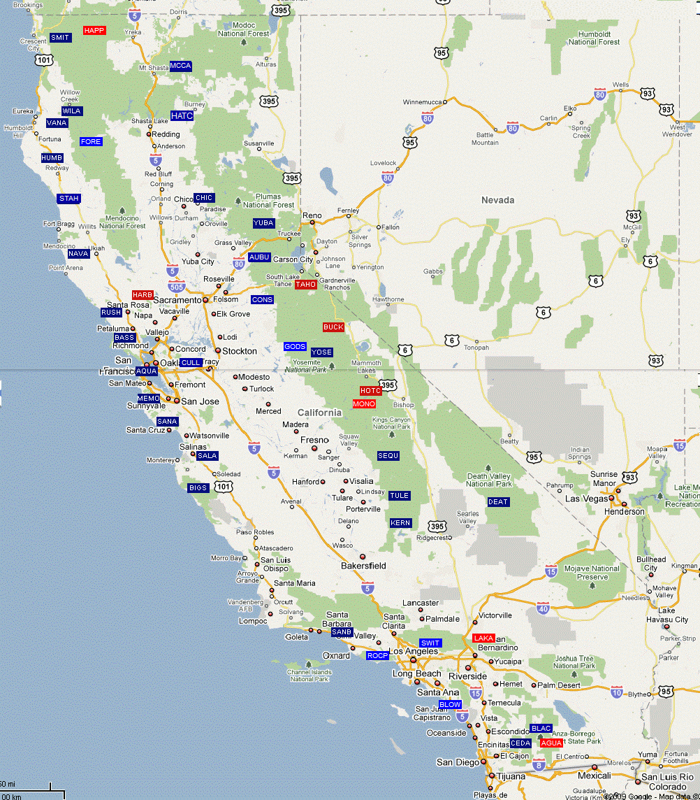 Northern California Camping Map - Klipy - Map Of Northern California Campgrounds