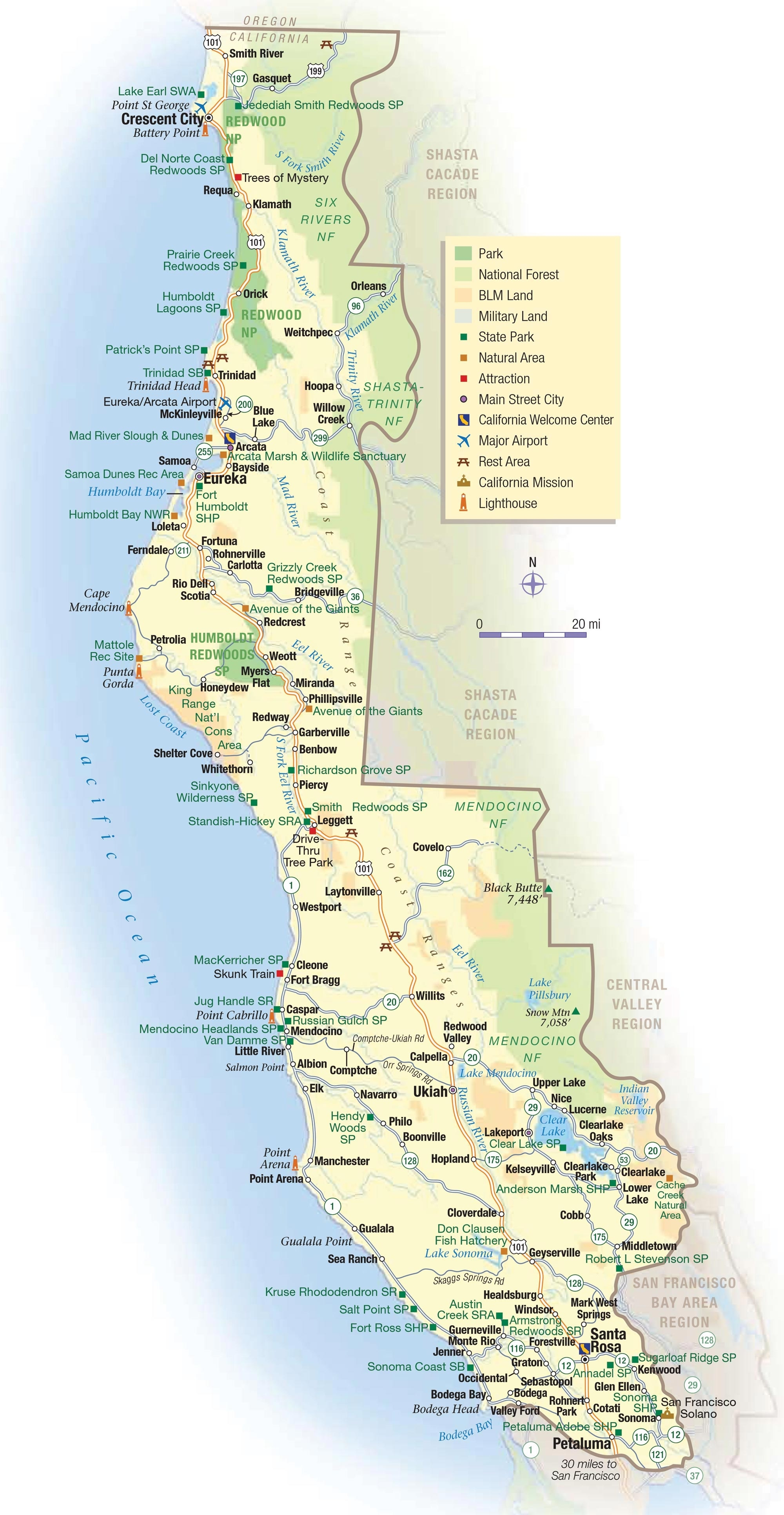 Northern California Coast - Ecosia - California Beach Cities Map