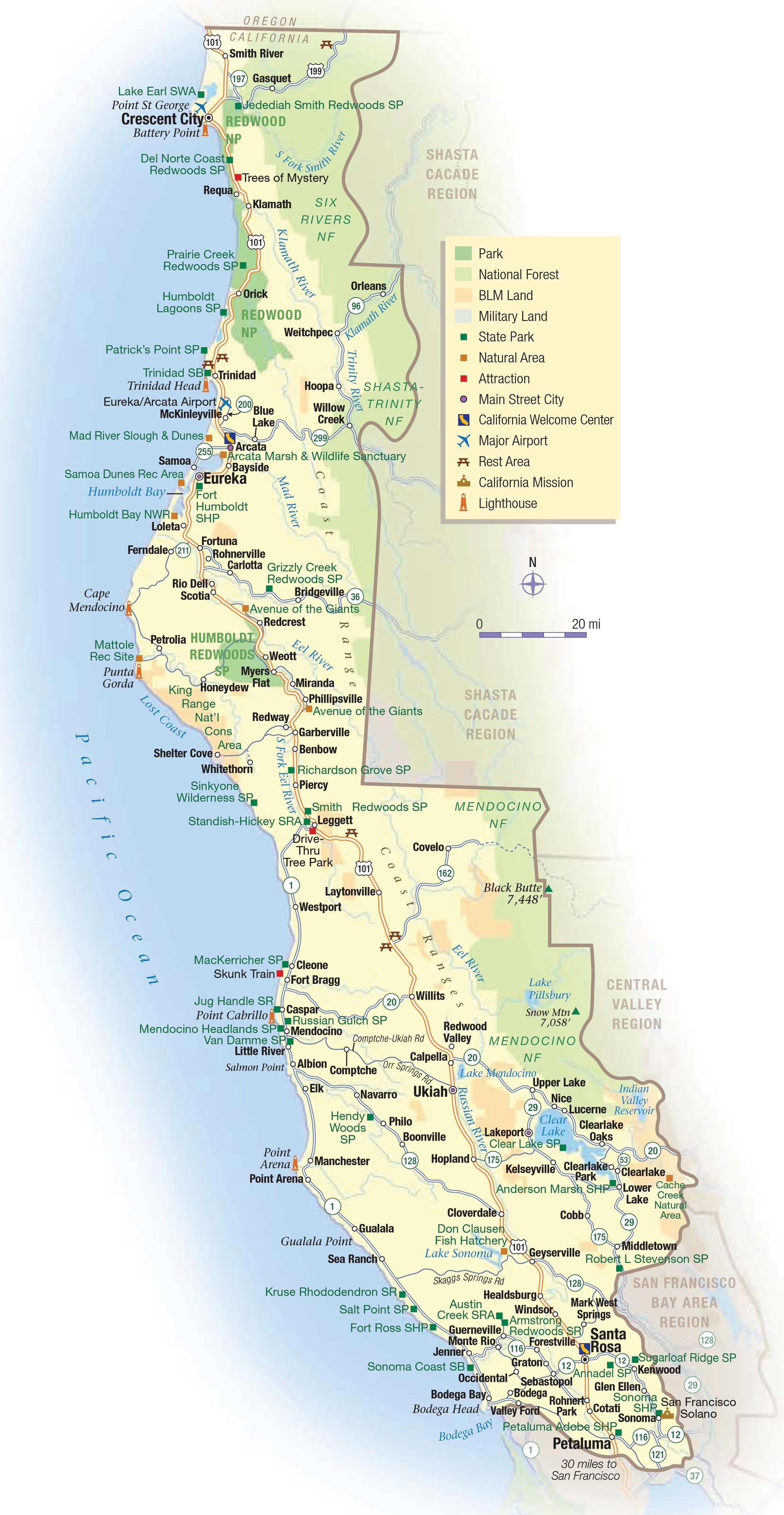 Northern California Coast - Ecosia - Map Of La California Coast
