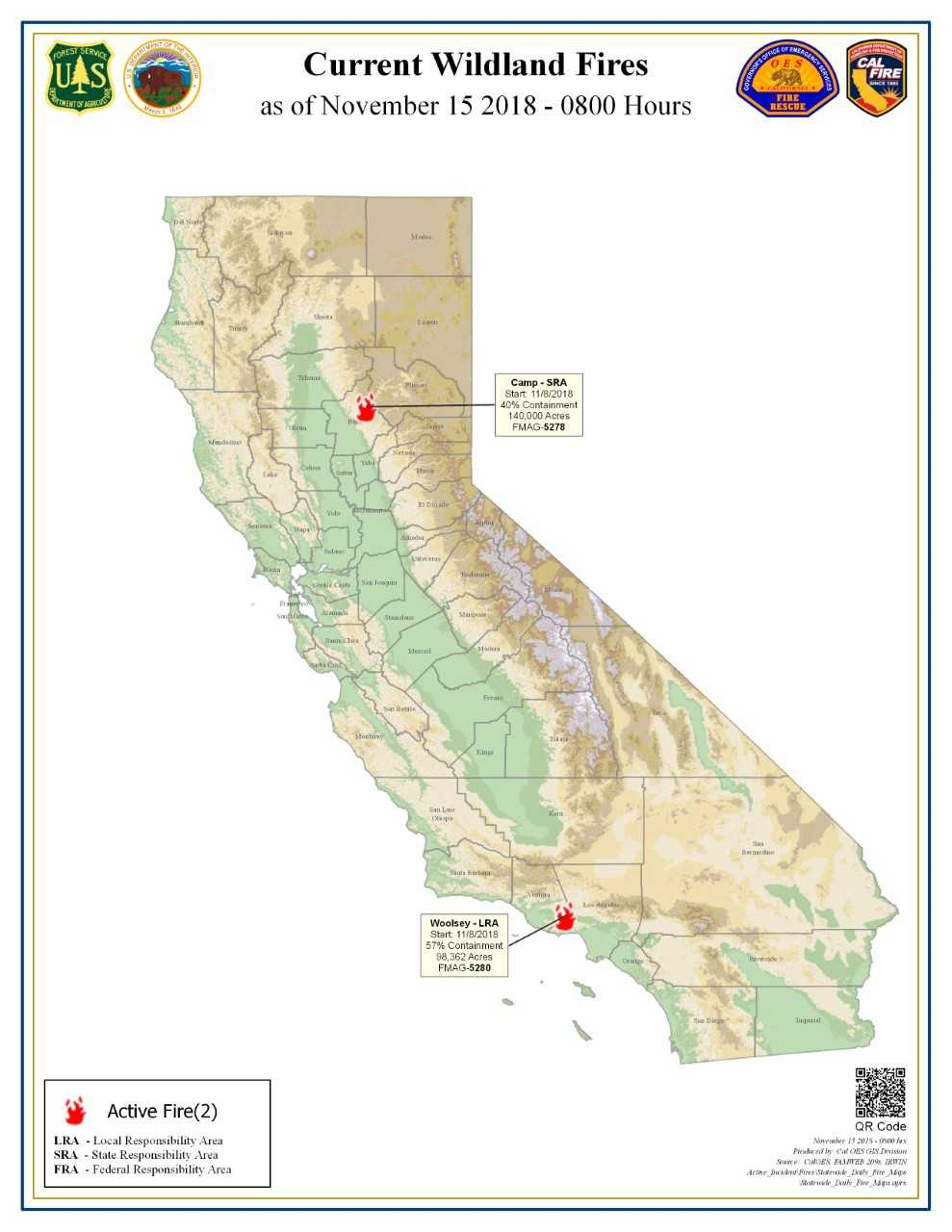 November 2018 Information – California Statewide Wildfire Recovery - Active Fire Map California