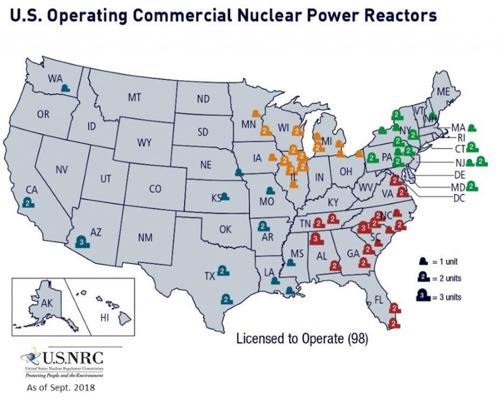 Nrc: Map Of Power Reactor Sites - Nuclear Power Plants In Texas Map ...