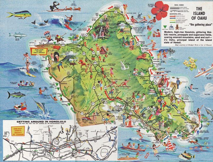 Oahu Maps Compressportnederland Printable Map Of Oahu Attractions 728x554 