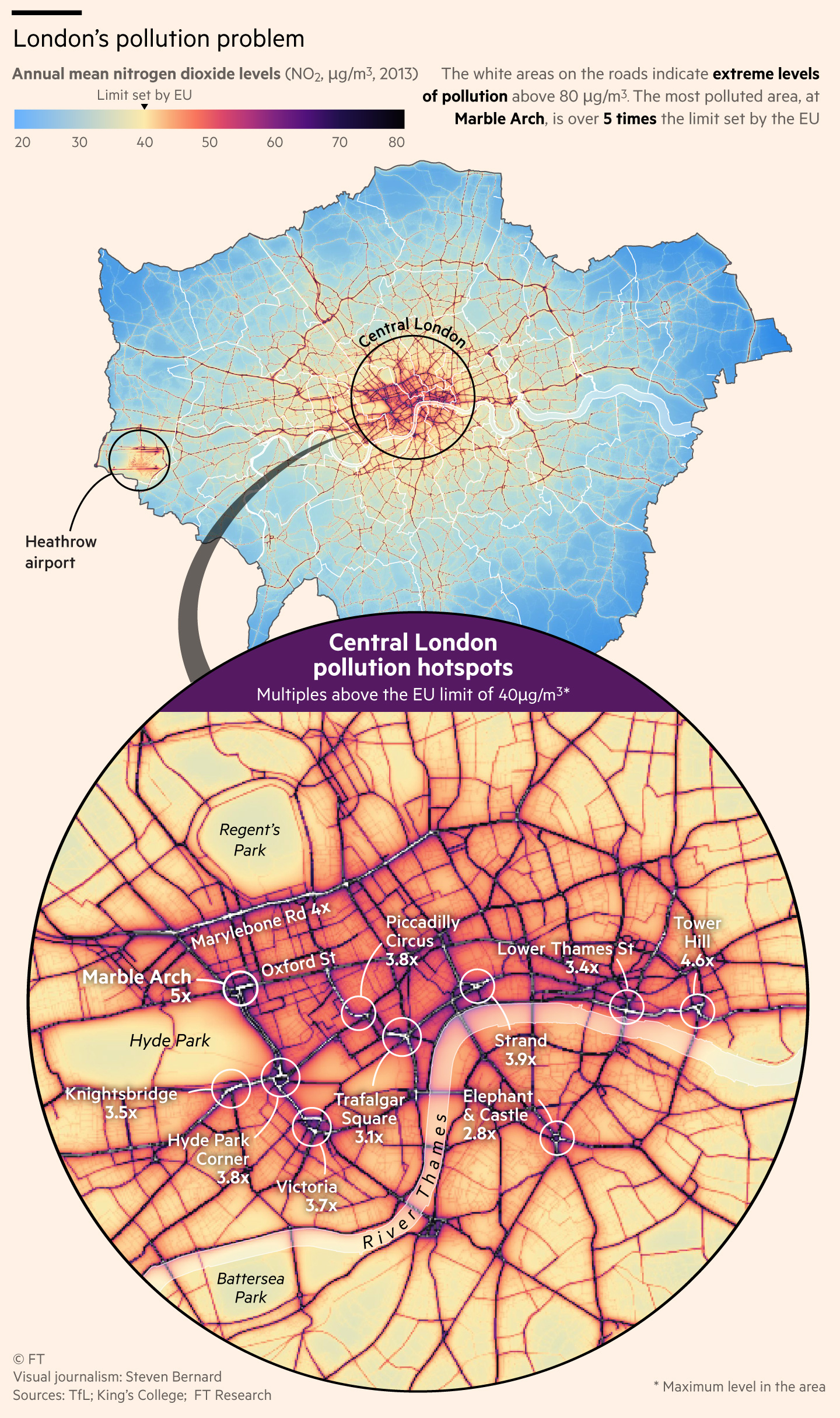 Oc]Nitrogen Dioxide Levels Mapped In London. Where Should You Avoid - Ultra Low Nox Requirements California Map