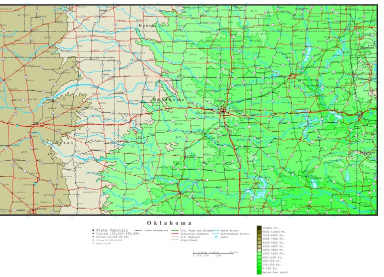 Oklahoma Elevation Map Printable Map Of Norman Ok Printable Maps