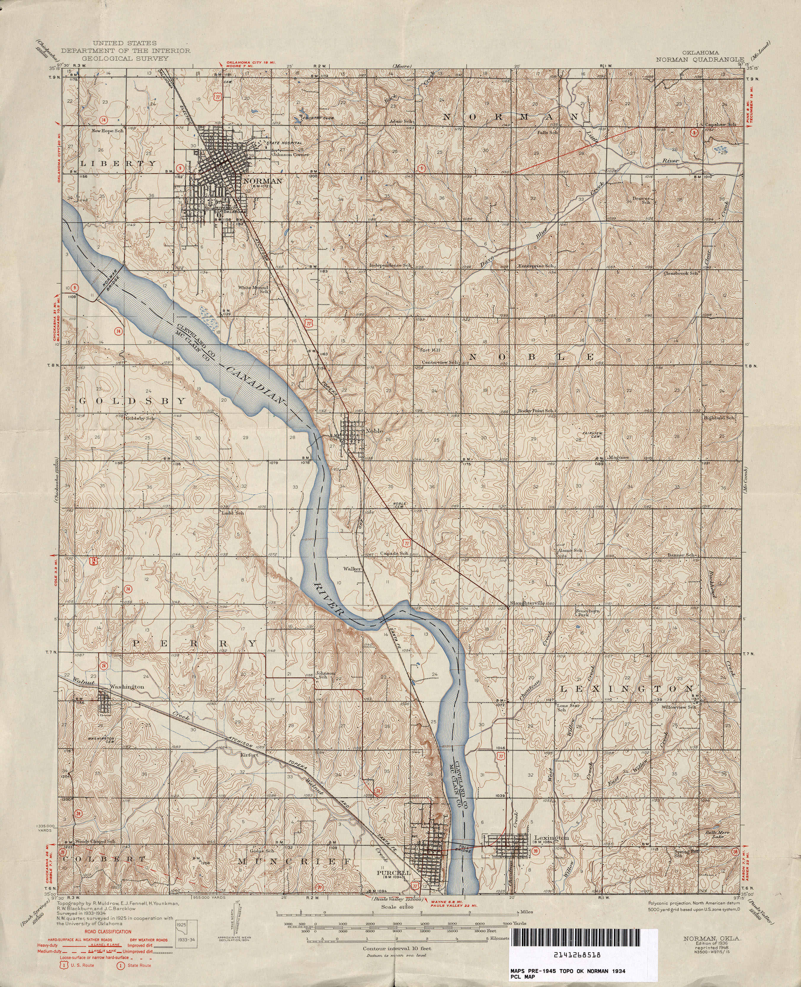 Oklahoma Historical Topographic Maps - Perry-Castañeda Map - Printable Map Of Norman Ok
