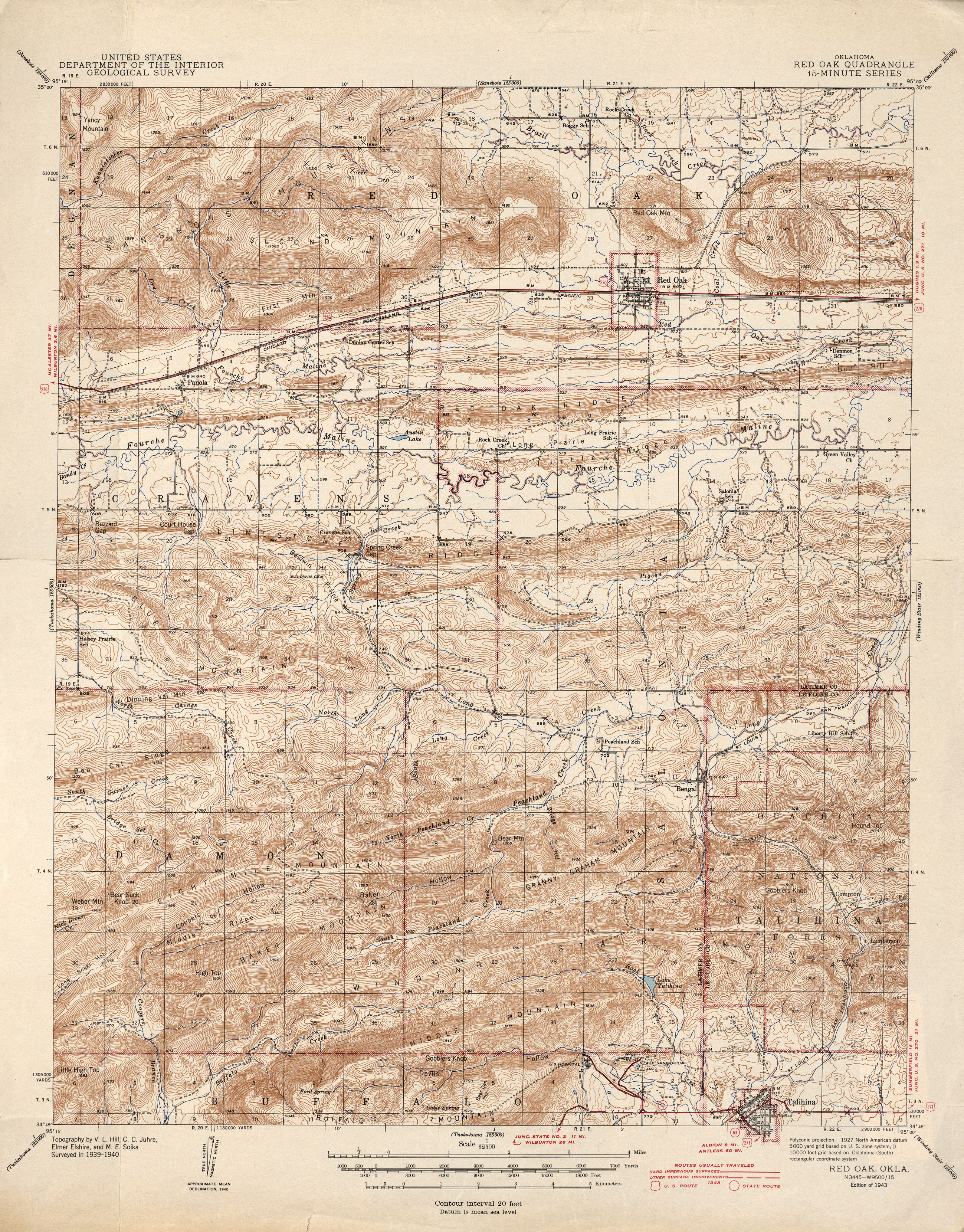 Oklahoma Historical Topographic Maps - Perry-Castañeda Map - Red Oak Texas Map