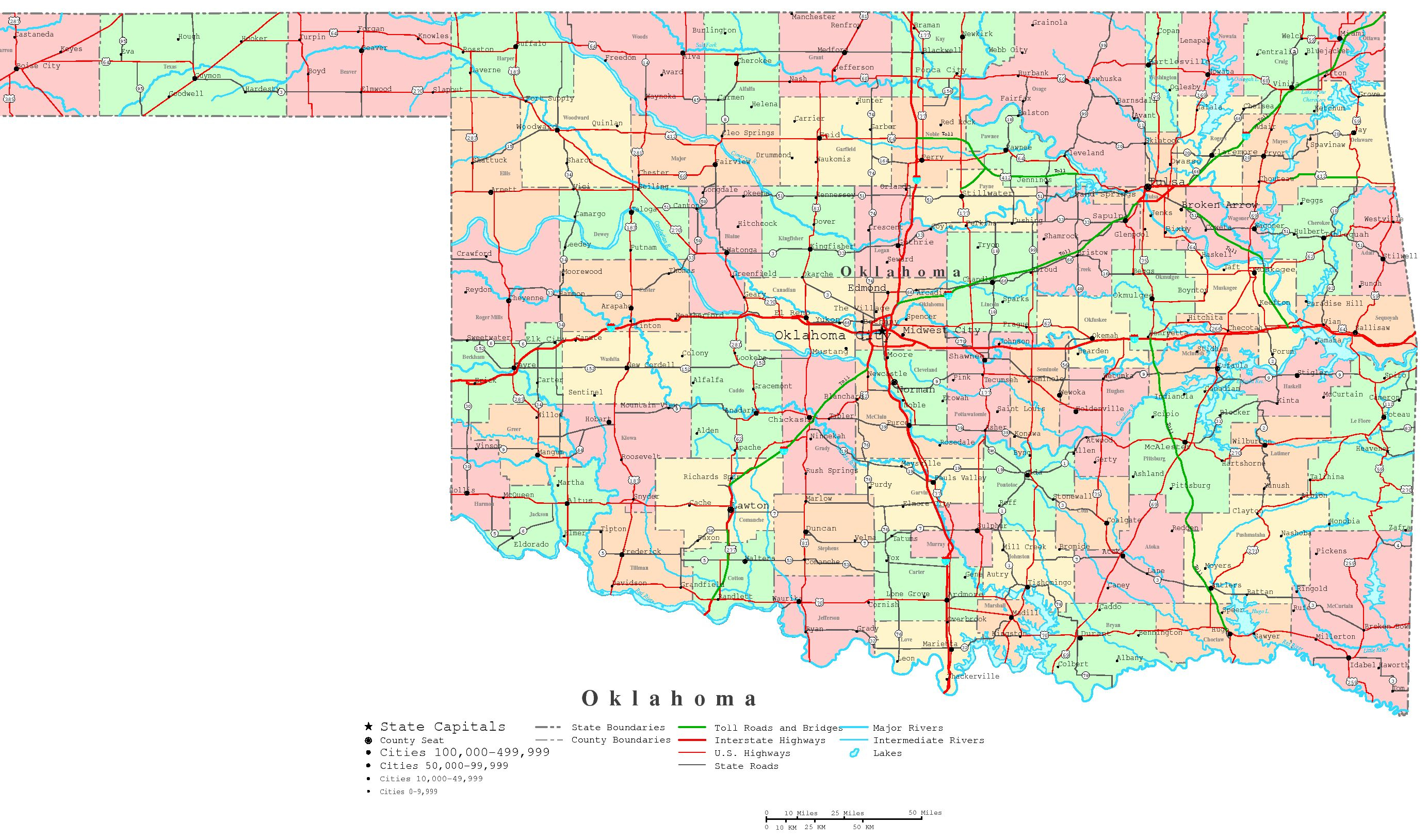 Oklahoma Printable Map - Printable Map Of Norman Ok
