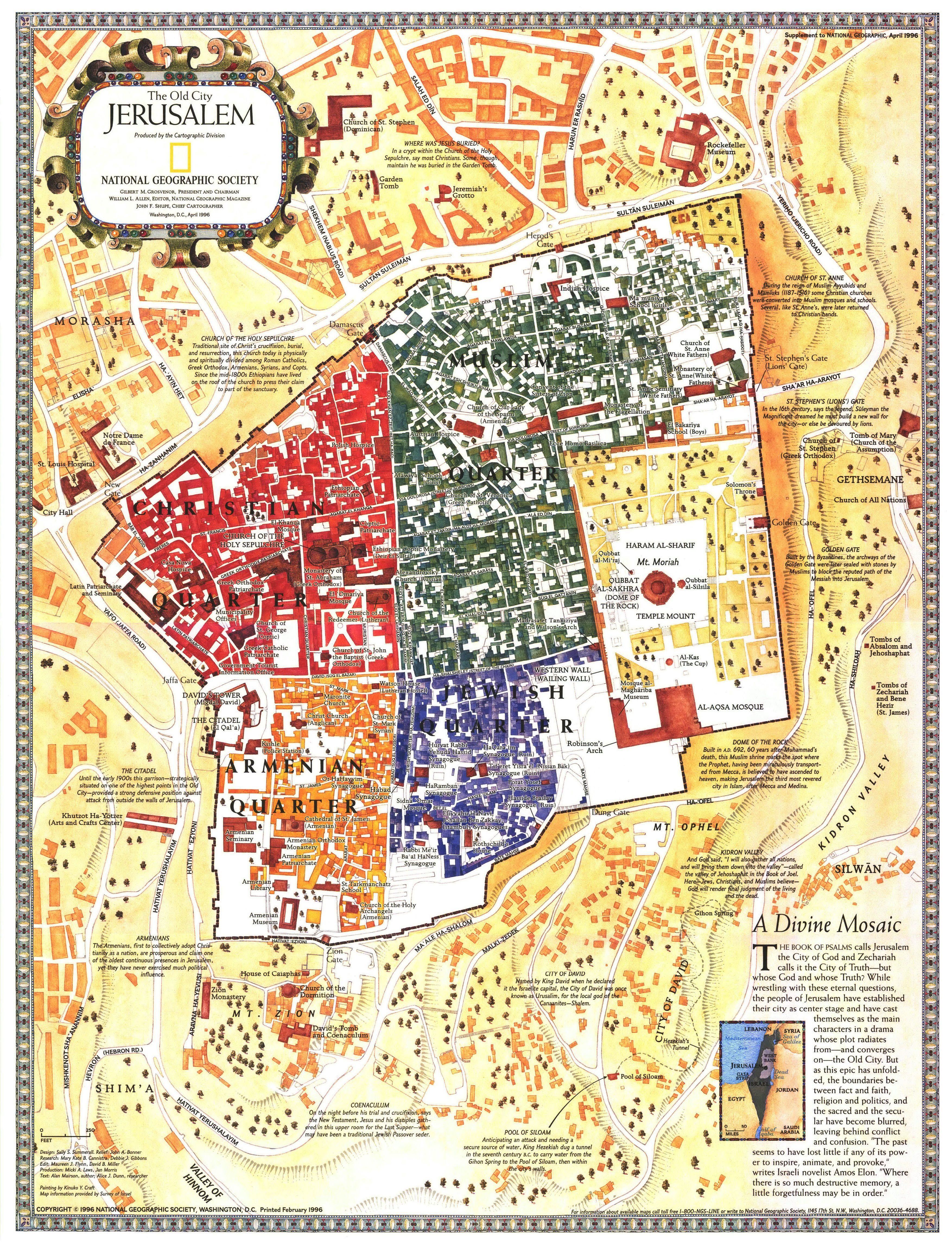 Old City Jerusalem, Israel Mapnational Geographic | Homeschool - National Geographic Printable Maps