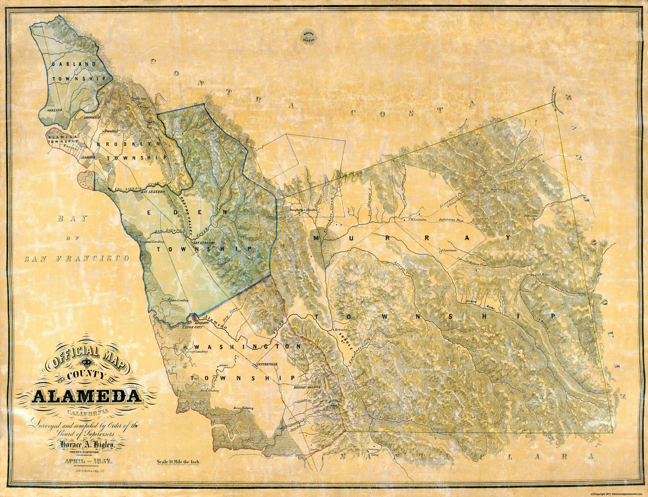 Old County Map - Alameda California - 1857 - California Map Old