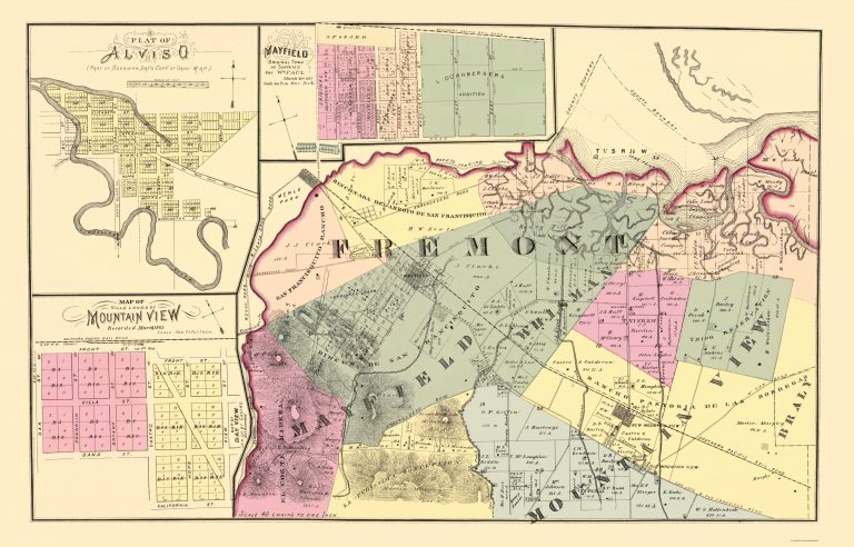 Old County Map Fremont California Landowner 1876 Fremont California Map 768x492 