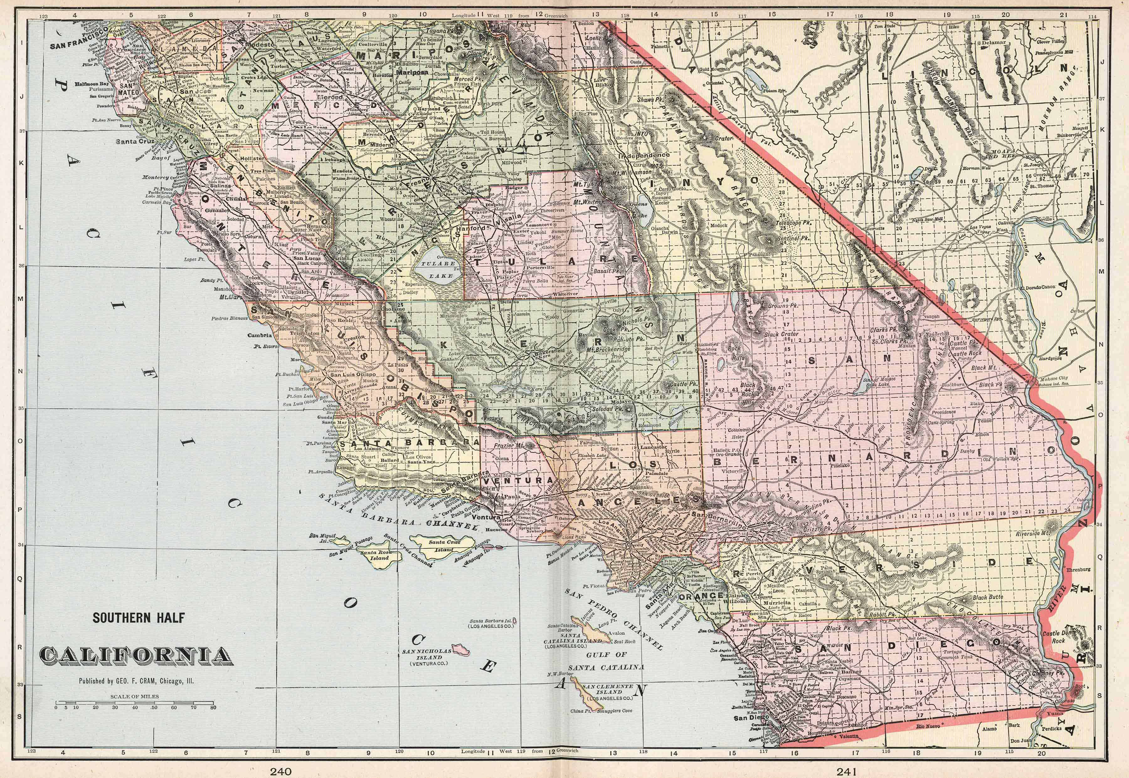 Old Historical City, County And State Maps Of California - Map Of Southeastern California