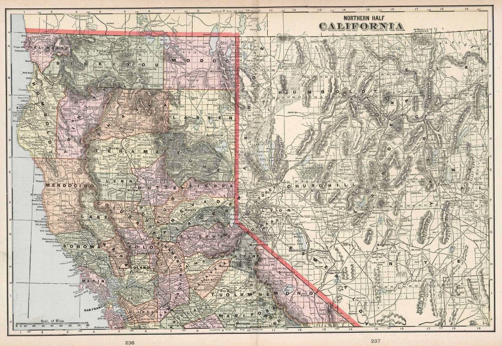 Old Historical City, County And State Maps Of California