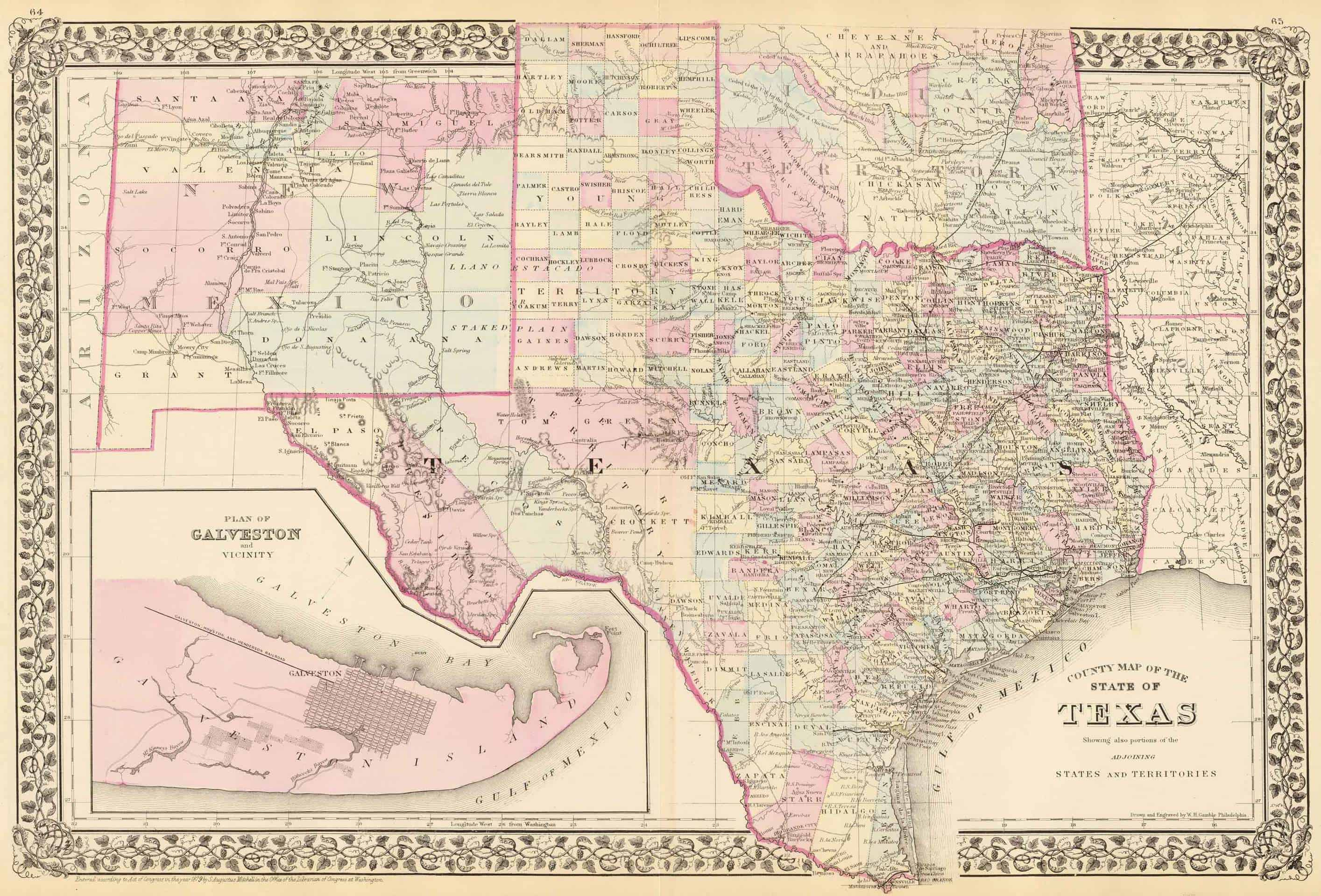 Old Historical City, County And State Maps Of Texas - Texas Land Survey Maps Online