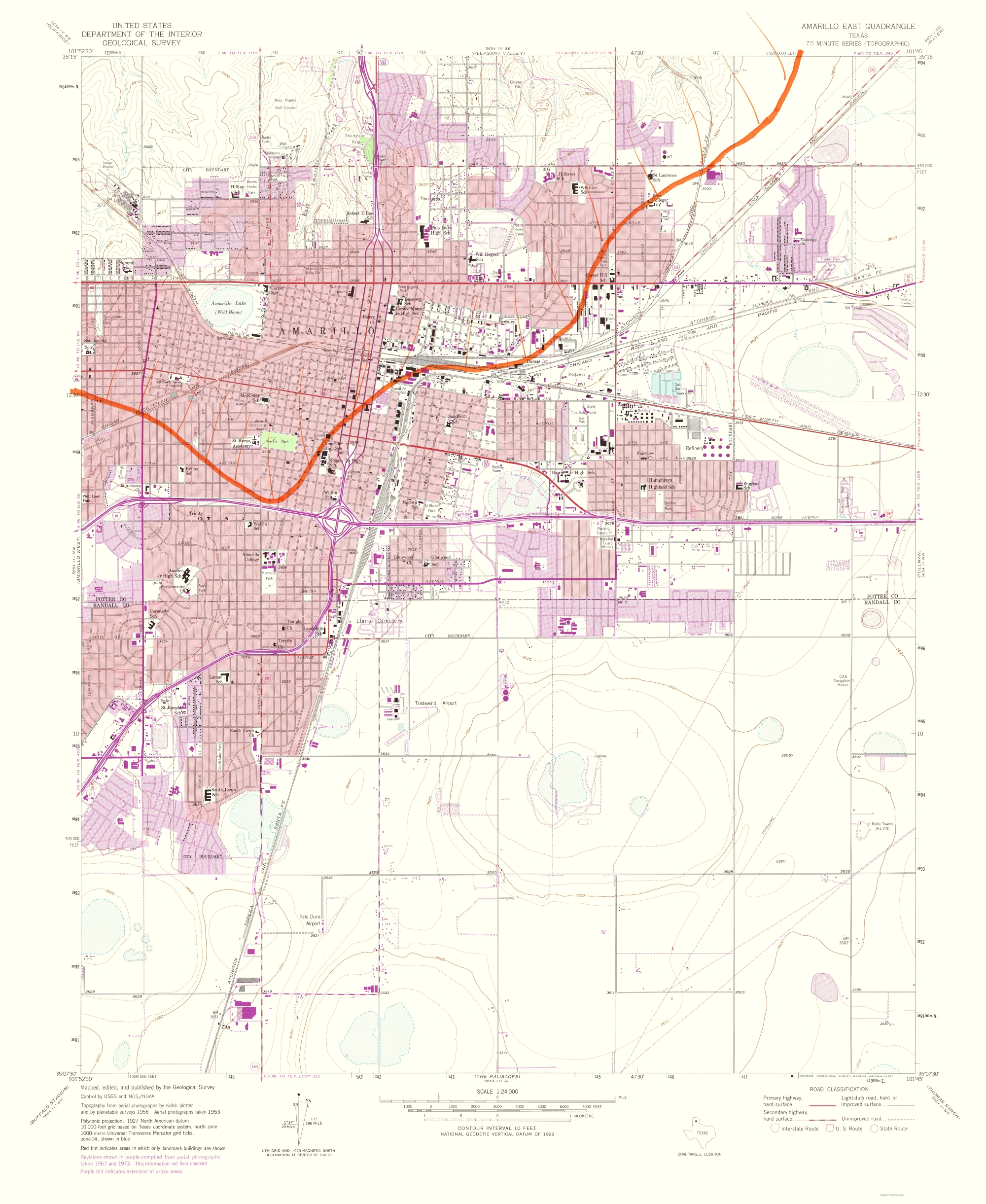 Old Topographical Map - Amarillo, East Texas 1975 - Printable Map Of Amarillo Tx