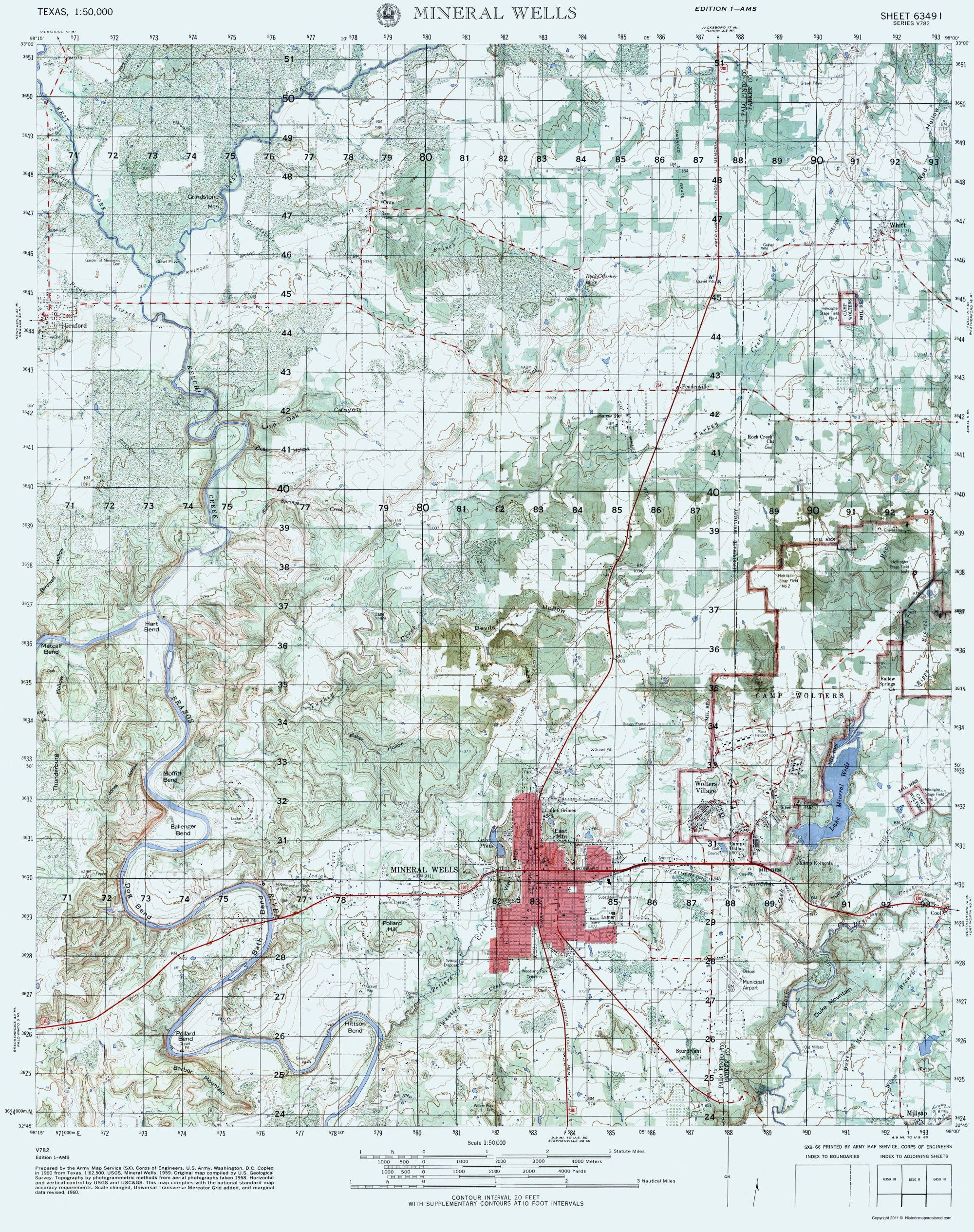 Old Topographical Map - Mineral Wells Texas 1960 - Mineral Wells Texas Map