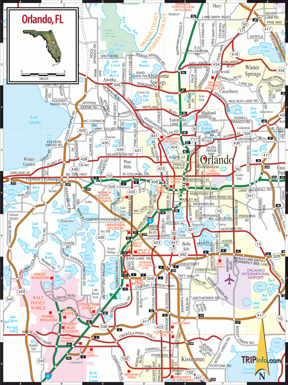 Orlando Map - Central Florida Attractions Map