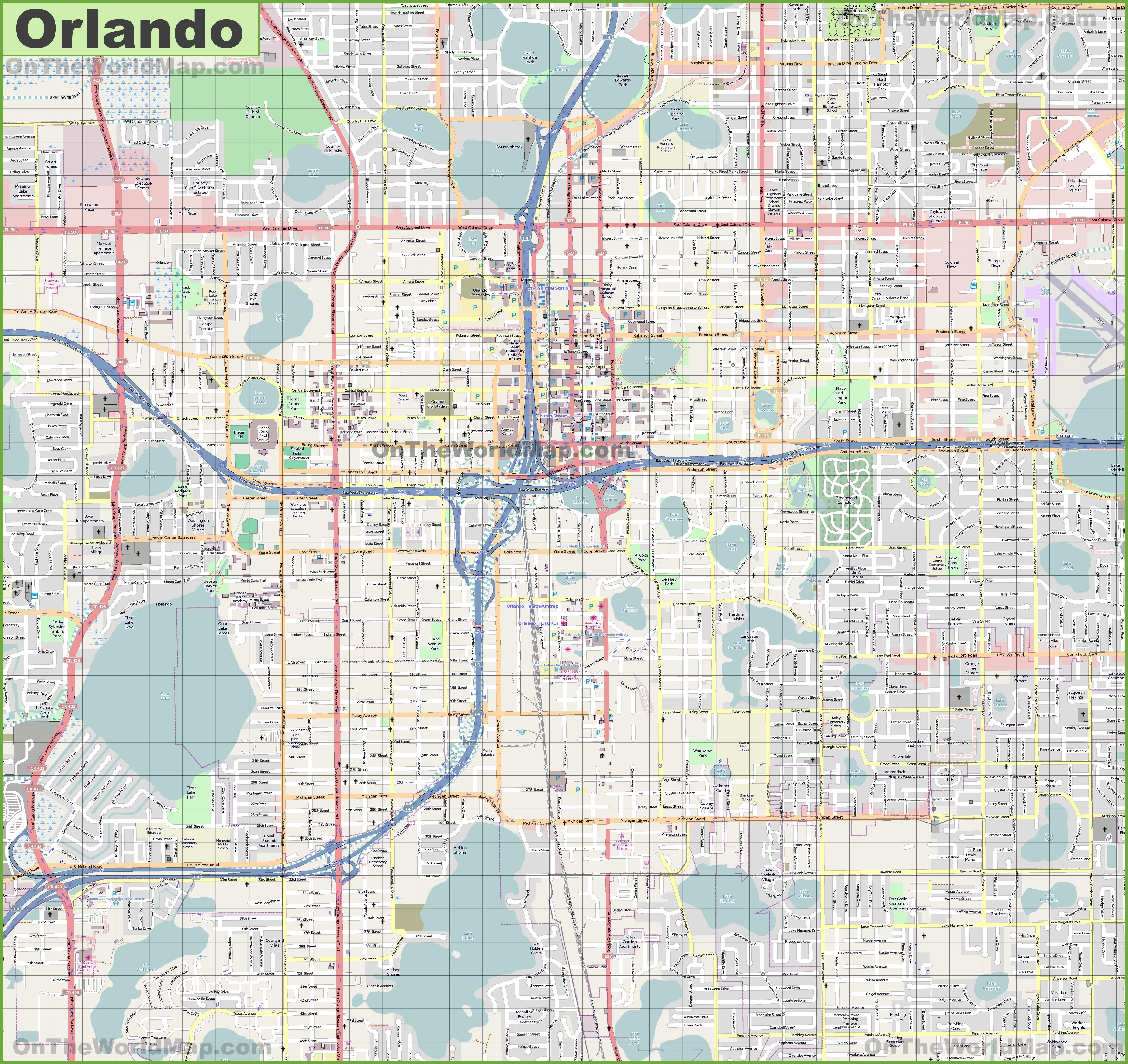 Orlando Maps | Florida, U.s. | Maps Of Orlando - Printable Map Of Orlando