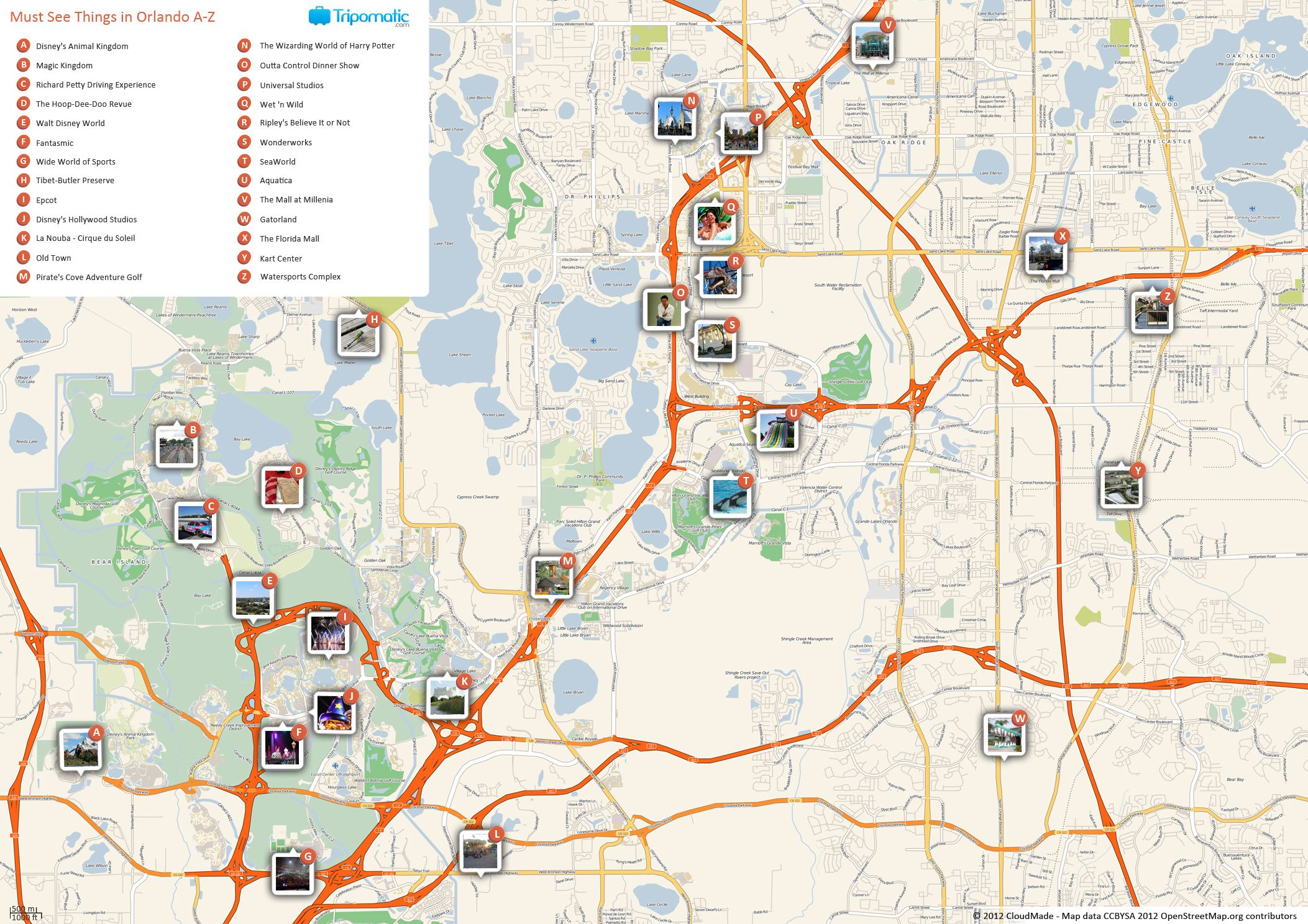 Orlando Printable Tourist Map | Free Tourist Maps ✈ | Orlando Map - Orlando Florida Attractions Map