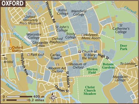 Oxford Maps - Top Tourist Attractions - Free, Printable City Street Map - Printable City Maps