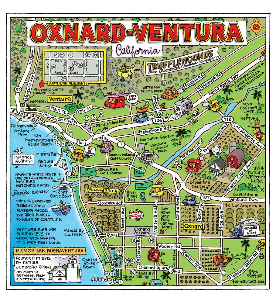 Oxnard California | The Cartoon Map Capital Of The World - Fun Maps - Ventura California Map