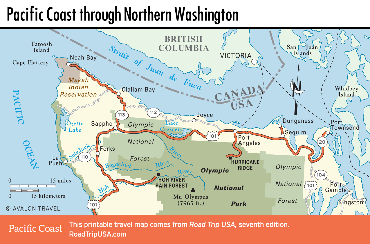 Pacific Coast Route Through Washington State | Road Trip Usa - Washington Oregon California Coast Map