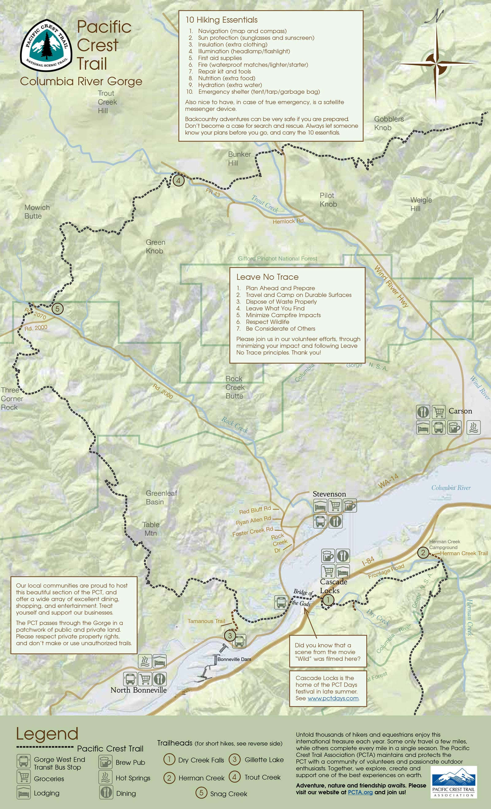 Pacific Crest Trail Columbia River Gorge Map Map New Of Oregon - Northern California Hiking Map