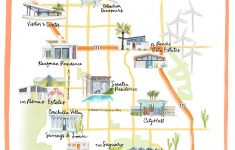 Palm Springs California Illustrated Travel Map Print Of Watercolor - Palm Springs California Map