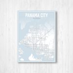 Panama City Florida Street Map Map Of Panama City Map Print | Etsy   Street Map Panama City Florida