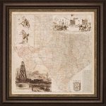 Paragon Texas Mapvision Studio: 38 X 38 Inch Framed Art 1755   Texas Map Framed Art