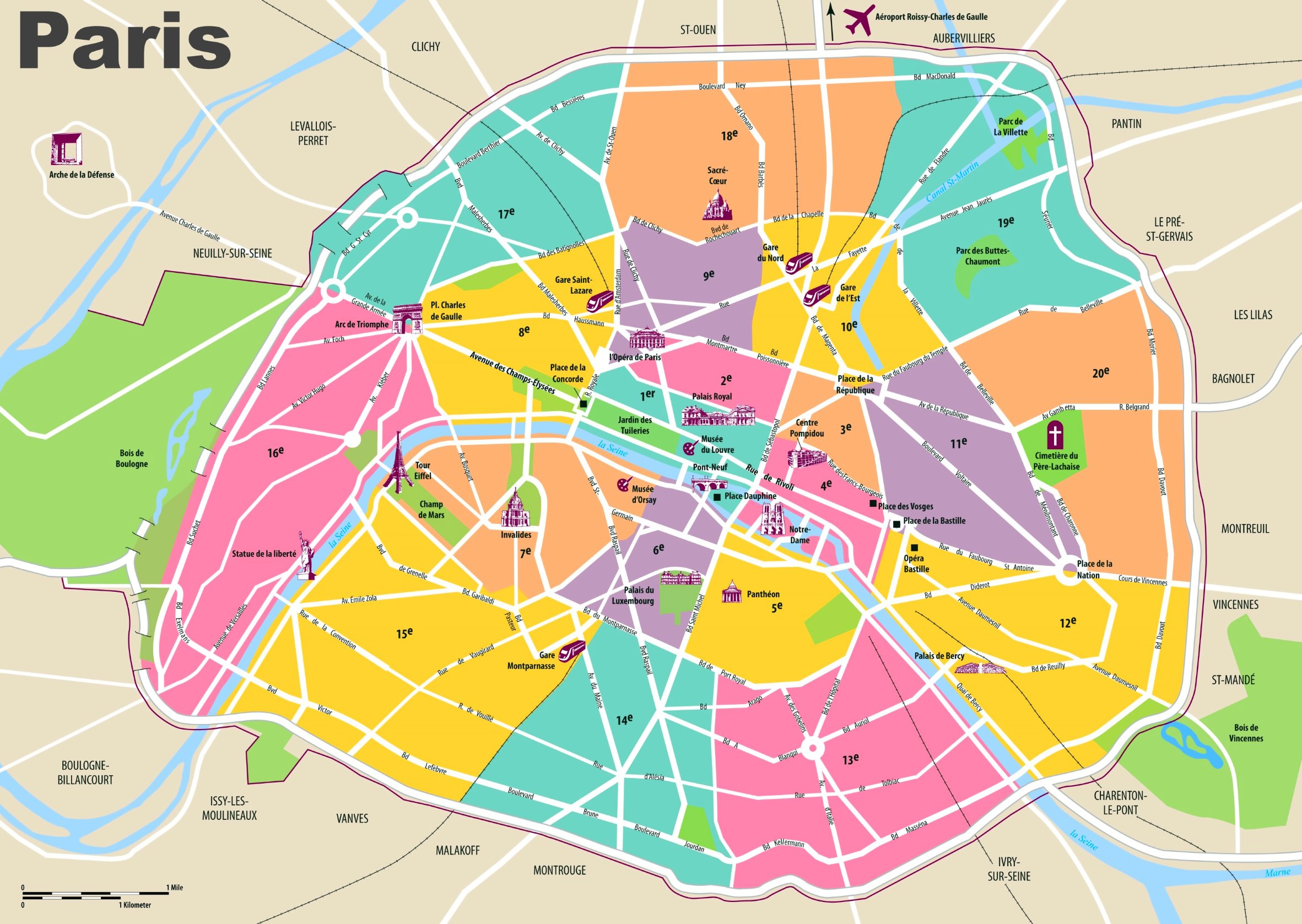 Paris Maps | France | Maps Of Paris - Printable Map Of Paris Arrondissements