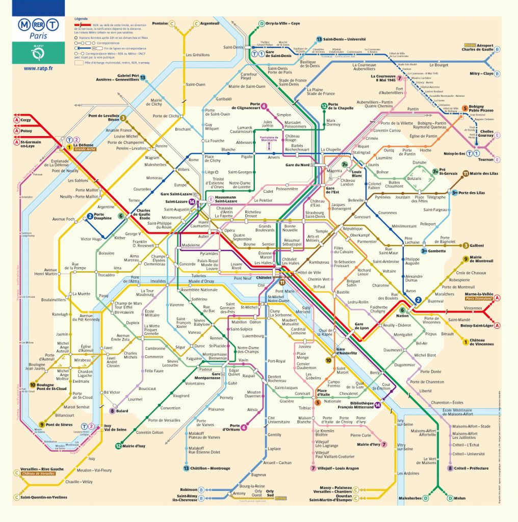 Paris Metro Map - Map Of Paris Metro Printable - Printable Maps