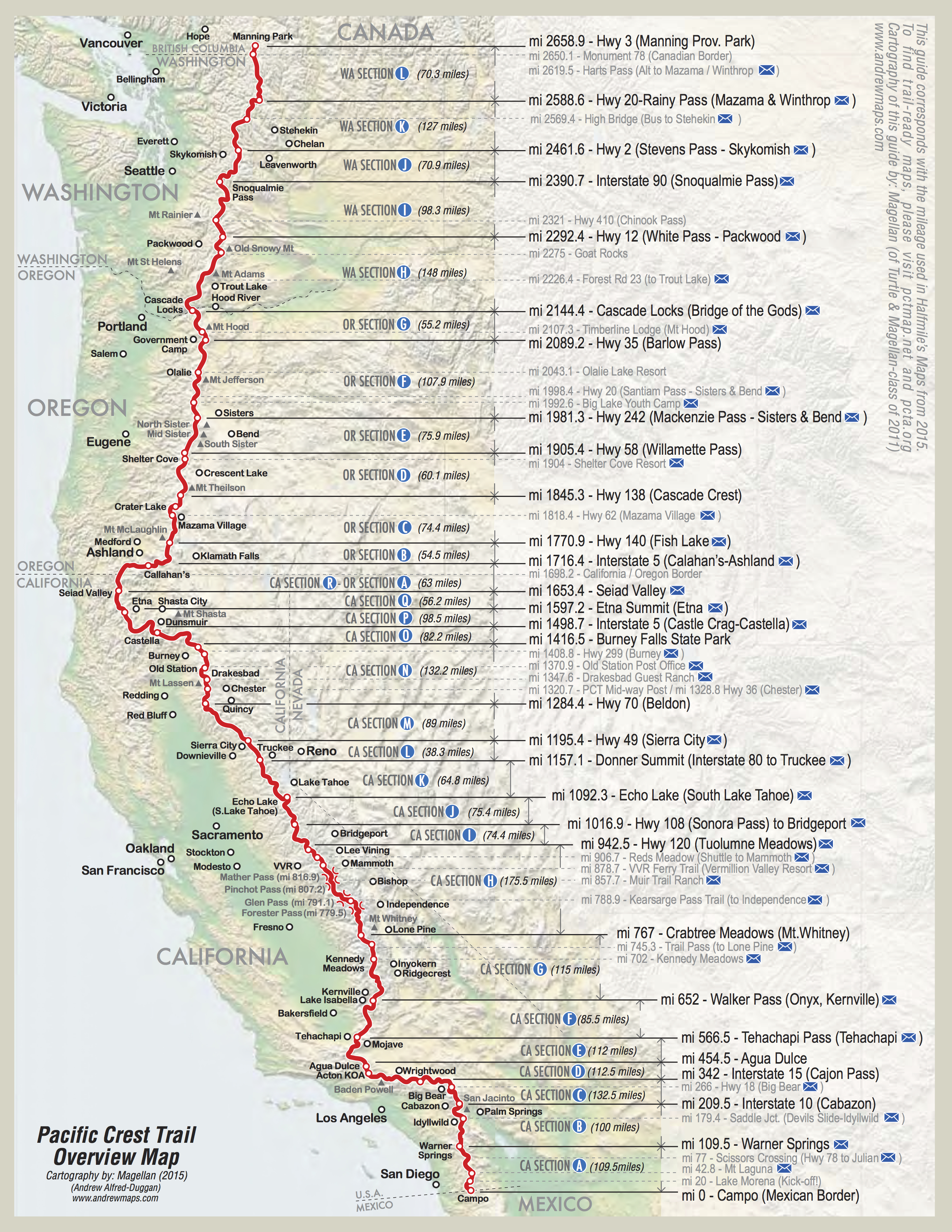 Pct Map California | California Map | Take A Hike | Pacific Crest - Backpacking Maps California